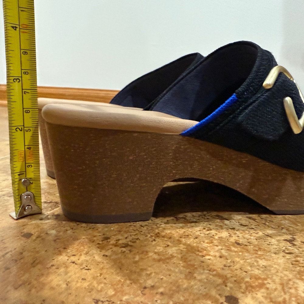 Rothys The Classic Clog Black Platform Buckle Knit Shoes Womens Size 8 NWOB - Picture 10 of 10